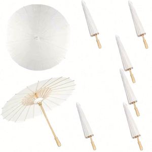 Parasol de mariage en bambou peint à la main avec revêtement écologique sans cire, motif floral pour la décoration de la fête nuptiale - Product Image 4
