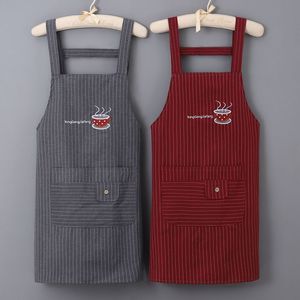 Vải cotton nguyên chất không tay dây đeo vai rộng chống dầu chống mài mòn túi lớn thoáng khí mới chống bẩn tạp dề nhà bếp - Product Image 1