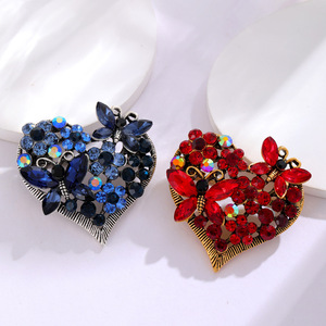 YOUFENG joyería llegada moda elegante y elegante <span class=keywords><strong>Vintage</strong></span> mariposa corazón cristal brillante broche para Mujer Flor broche Pin - Product Image 3