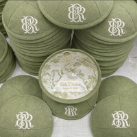 Kippa de luxe personnalisée avec logo brodé – Chapeau religieux juif pour cérémonie de mariage – Cadeau Judaica de haute qualité