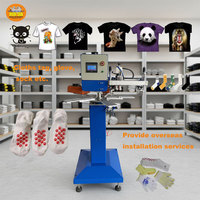 Machine de sérigraphie carrousel pour tissus, t-shirts, étiquettes et gants, à une couleur