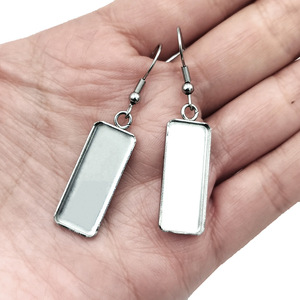Base de boucles d'oreilles rectangulaire en acier inoxydable, pour la fabrication de boucles d'oreilles, accessoires de bijoux DIY H1114 - Product Image 1