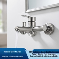 Système de douche pluie mural en acier inoxydable 304 à trois jets avec mitigeur de douche à main, design moderne pour salle de bain