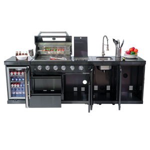Juego de Cocina Exterior a Gas para Jardín con Parrilla, Horno de Pizza Grande, 6 Quemadores, Fregadero y Refrigerador - Envío desde Almacén en EE. UU. - Product Image 2