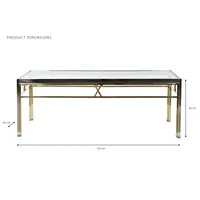 Table basse en acier et verre argenté 110x60x40