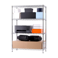 Support de salon support en métal robuste avec roues 5 niveaux étagère de rangement en fil de métal chromé support d'étagère réglable