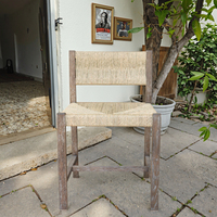 Chaise de salle à manger en rotin de chêne moderne de Style ferme cadre en bois tissé à la main solide français Antique maison salon hôtels
