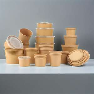 Bol à soupe en papier kraft jetable de qualité alimentaire, personnalisable, au meilleur prix, avec couvercle en PP et couvercle en papier - Product Image 4