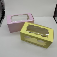 Boîte à cupcakes en carton imprimé avec fenêtre transparente de haute qualité, emballages en carton recyclables pour aliments