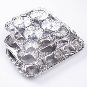 Contenedor de papel de aluminio de 9 compartimentos y 225ml, grado alimenticio, desechable, para hornear, tarta de huevo, Mini moldes para magdalenas y magdalenas - Product Image 5