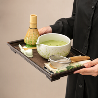 Ensemble de cérémonie du thé Matcha avec fouet en bambou naturel, bol en céramique et boîte cadeau pour la vente en gros