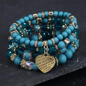 Nuevas Pulseras Boho de Moda para Parejas, Personalizadas, Elásticas, Coloridas, con Cuentas en Forma de Corazón, Hechas <span class=keywords><strong>a</strong></span> Mano, Apilables, de Plástico y Aleación de Zinc, Venta al Por Mayor de Fábrica - Product Image 6