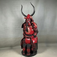 Armure de samouraï japonaise Red Horn Echo, ensemble complet de la période des guerres, pour hommes, accessoires de décoration grand format pour salles d'exposition culturelles et touristiques
