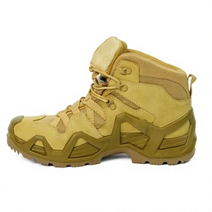 SF07 NOUVELLES Bottes tactiques hautes jaunes en cuir PU respirant, bottes de randonnée en plein air, chaussures de trekking toutes saisons - Product Image 1