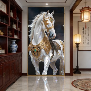 Pintura Decorativa de Pared de Porcelana con Cristales y LED, Diseño Moderno de Animales, Caballo Blanco, para Sala de Estar, Venta al Por Mayor - Product Image 2