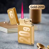 Briquet à flamme jet à couvercle rabattable, coupe-vent, rechargeable au butane, classique, rouge, pour cigarettes, gravure laser personnalisée, vente en gros