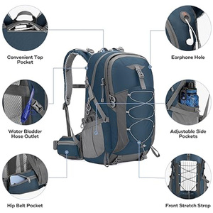 Sac à dos de randonnée 40L léger et imperméable avec housse de pluie, compatible avec système d'hydratation, support pour bâtons de trekking, ventilé - Product Image 3
