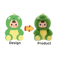 Boneka kustom wajah vinil lucu boneka binatang boneka stroberi dinosaurus rakun indah