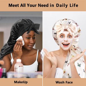 Biểu Tượng Tùy Chỉnh Dài <span class=keywords><strong>Satin</strong></span> Bonnets Với Tie Ban Nhạc, Lớn Bện Nắp ca-pô Mượt Tóc Cap Cho Locs Phụ Nữ Ngủ - Product Image 5