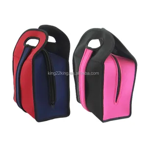 Lancheira térmica de neoprene, bolsa esportiva para áreas externas cores lisas e vermelha com fecho e zíper, para almoço e acampamento