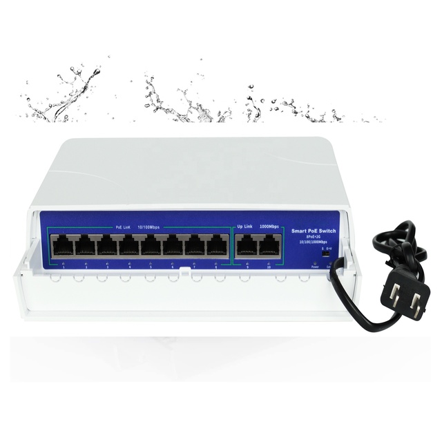 OEM Outdoor Waterproof 8- Port POE Switch Active 48V Support IEEE 802.3af/at Network Switch for IP Camera/Wireless AP