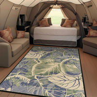 Plant Floral Area Rug,Dirt Resistant Anti Slip Floor Mat,Full Spread Carpet for Camping Tent Living Room Bedroom Home Decor