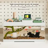 Petit filtre à lumière intégré silencieux de 2,1 gallons, bande étroite et longue, rectangulaire, plat, pour bureau, aquarium