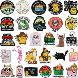 Nuevo hierro en bordado negro Humor estilo calavera está bien nunca mejor morderme parche de ganso para Ropa Decoración de mochila - Product Image 2