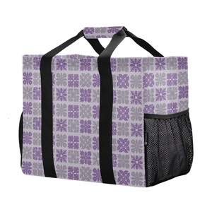 Large Capacity Custom Print Hawaiian Palaka Quilt Design Lamination Grocery Polyester Tote Reusable Shopping <b>Bags</b> - Product Image 1