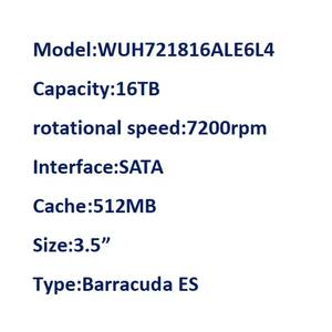 Disque dur mécanique pour serveur 16 To de qualité professionnelle, à hélium, HC550 SATA 7200 tr/min, 512 Mo CMR, vertical, 3,5 pouces WUH721816ALE6L4 - Product Image 4