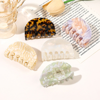 Pinces à cheveux demi-lune personnalisées en acétate de cellulose à l'acide acétique moyen, style pince requin, motif marbré, accessoires capillaires pour femmes