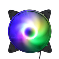 Ventilateur de boîtier 12 cm Ice Ring, multicolore lumineux, ultra-silencieux, LED Aurora, effet éclipse solaire, ventilateur de refroidissement à eau pour ordinateur de bureau