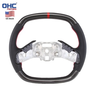 Volant en fibre de carbone véritable pour Chevrolet <span class=keywords><strong>Corvette</strong></span> C8 Z06 Z51 2020-2026, rayures rouges, non chauffant, expédié depuis l'entrepôt américain - Product Image 1