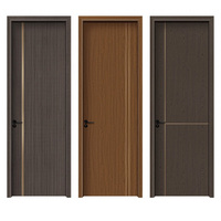 Porte intérieure minimaliste française en aluminium, panneau en aluminium alvéolaire à grain de bois, porte battante de chambre à coucher avec panneau encastré en arc