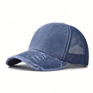 Wholesale Sport Baseball Cap Custom Embroidery logo Washed Cotton 5 Panels Mesh Trucker <b>Hat</b> Vintage Distressed Dad <b>Hat</b> <b>for</b> Men - Product Image 5