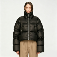 Veste courte matelassée surdimensionnée pour femme, col montant, coupe-vent, personnalisable en usine