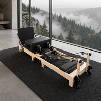 Reformers de Pilates en bois d'érable portables, durables et de haute qualité avec roues de transport pour studio de yoga et usage domestique