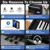 Best Sale 88-Key Digital Upright Piano MIDI Keyboard with Weighted Keys 3 Pedals & Case 800 Tones 128 Rhythms