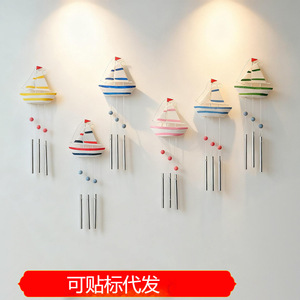 Mediterranean Style Sailboat Wind Chimes 4Pcs Wall Hanging Home Decor Boat Ornaments - Product Image 5
