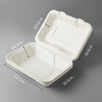 Boîte bento rectangulaire en pulpe biodégradable pour hamburger, gâteau, pâtisserie, dessert, emballage à emporter - Personnalisable