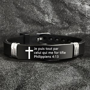 Bracelet en gros avec verset biblique français et citation inspirante, bracelet ajustable en silicone, bijou avec inscription scripturale - Product Image 5