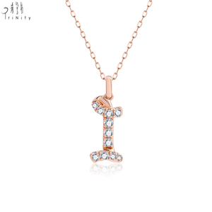 Most Popular Signature Letter Jewellery Collection 18K Rose Gold Real Natural Diamond Initial Pendant <b>Necklace</b> Layered Wear - Product Image 3