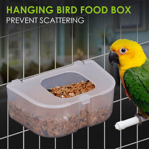 Boîte de nourriture pour oiseaux à clapet blanc anti-éclaboussures Transparent Pigeon mangeoire Cage suspendue mangeoire de caille à vendre - Product Image 2