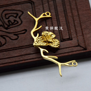 จี้รูปดอกไม้แบบก้าน 26x58 มม. สไตล์โบราณ สำหรับงาน DIY เครื่องประดับ ชิ้นส่วนเชื่อมต่อชุบทอง/เงิน - Product Image 2