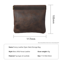Sac de rangement en cuir à dos ouvert avec logo personnalisé, style vintage Crazy Horse, pochette organisatrice multifonctionnelle, vente en gros OEM ODM