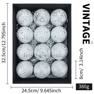 Bolas Colgantes para Árbol de Navidad de Estilo Retro Europeo, Juego de 12 Adornos Navideños Vintage de 8 cm - Product Image 5