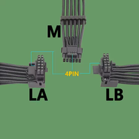 Câble gaufré 16AWG RTX4090 RTX4080 12VHPWR 16P(12+4) vers adaptateur connecteur coudé à 90 degrés 2x8 broches
