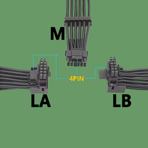 Câble gaufré 16AWG RTX4090 RTX4080 <span class=keywords><strong>12VHPWR</strong></span> 16P(12+4) vers <span class=keywords><strong>adaptateur</strong></span> connecteur coudé à 90 degrés 2x8 broches - Product Image 4