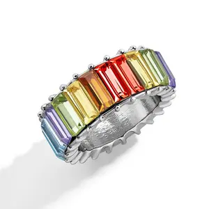 Couleur <span class=keywords><strong>Pierre</strong></span> Cocktail Femmes Bijoux Personnalité Géométrique Cristal Anneaux De Mariage Conception En Gros - Product Image 2