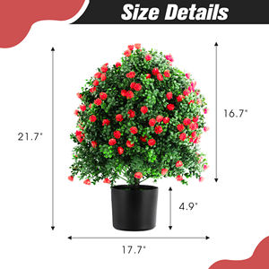 2-Pack Pohon Bola Topiary Mawar Buatan Tinggi 21,6 inci, Tanaman Hias Tahan UV Terlihat Seperti Asli untuk Dalam & Luar Ruangan, Rumah, Taman, Merah - Product Image 6